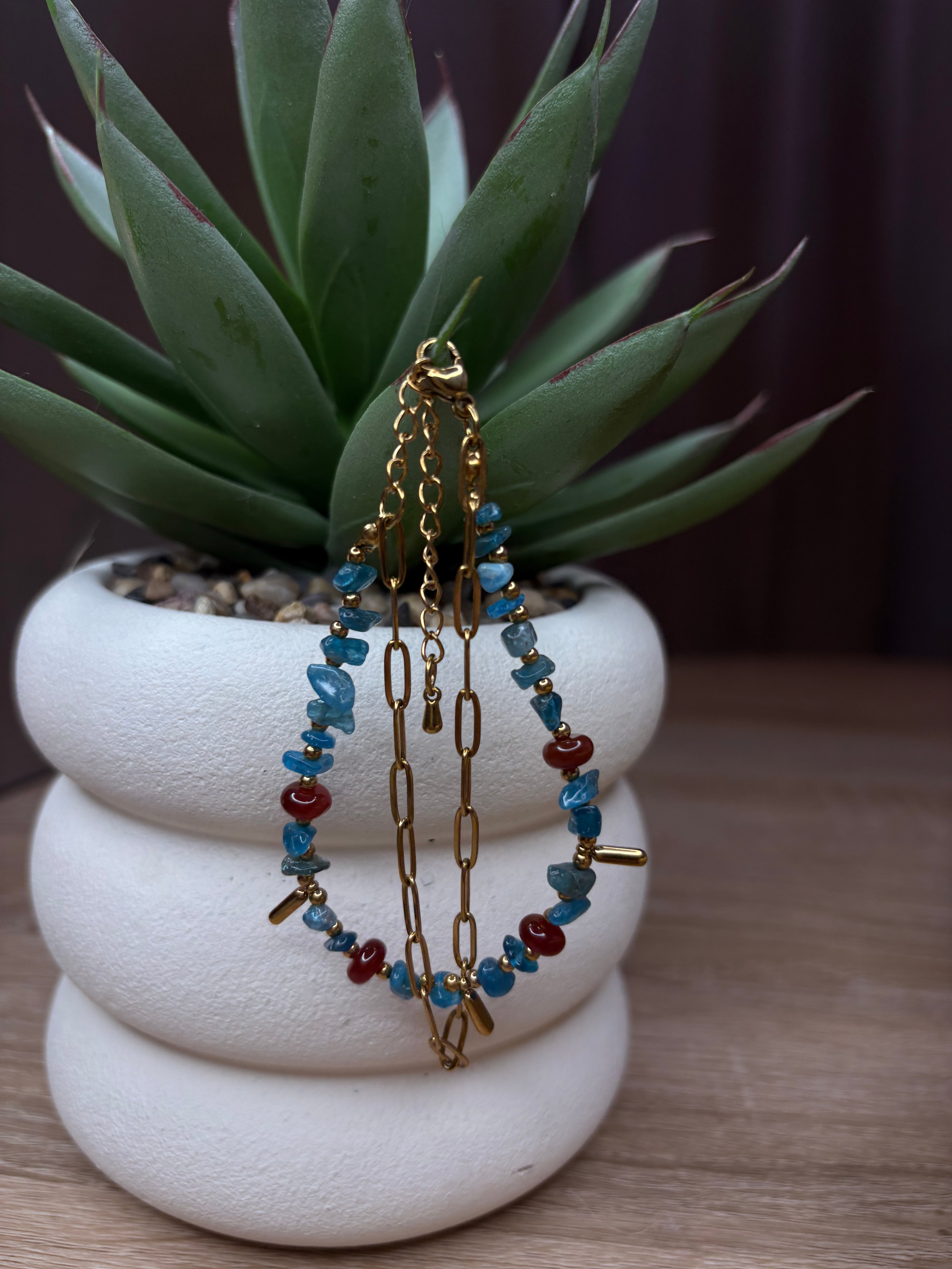 Bracelet Naïa - Cornaline, Apatite bleue