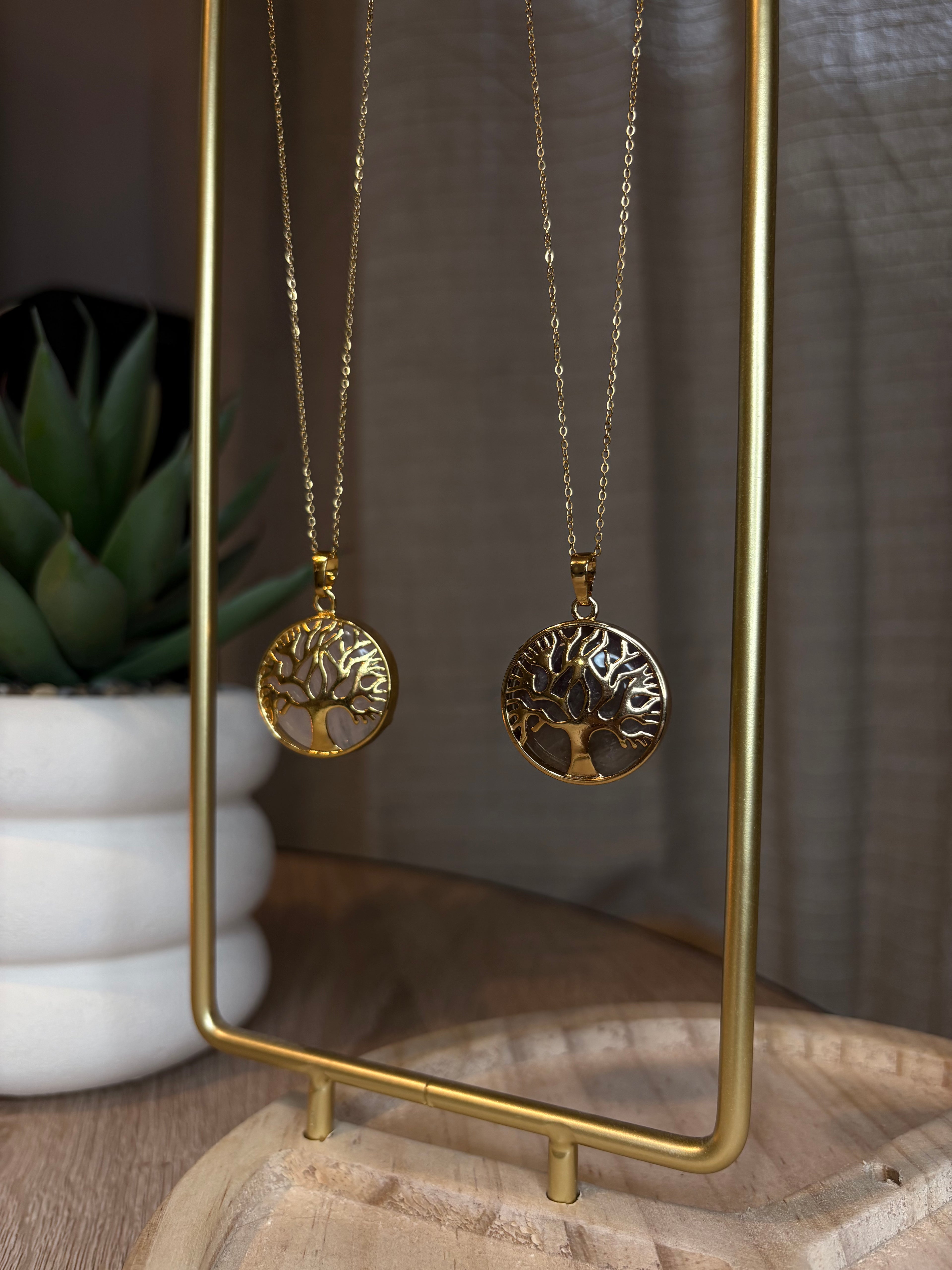 Collier Arbre de Vie - Quartz Rose