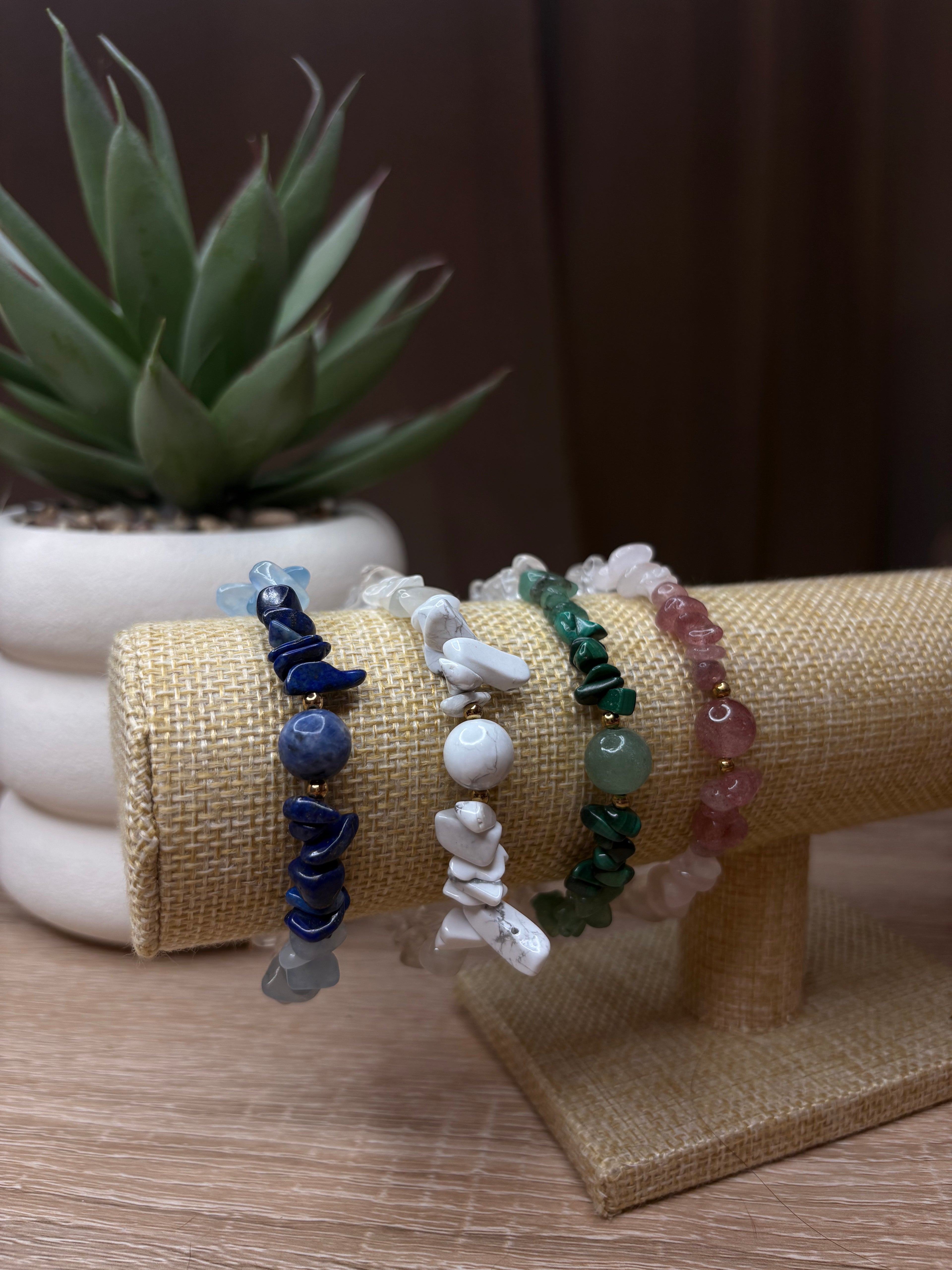 Bracelet Astrée - Cristal de Roche, Aventurine Verte, Malachite