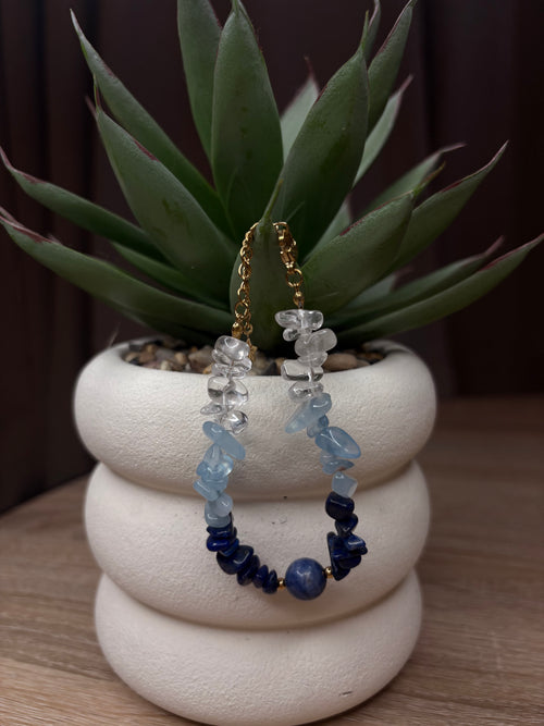 Bracelet Astrée - Cristal de Roche, Aigue Marine, Lapis Lazuli, Sodalite