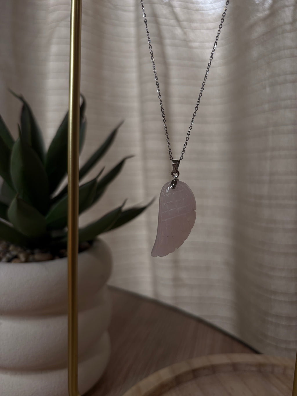 Collier Aile - Quartz Rose
