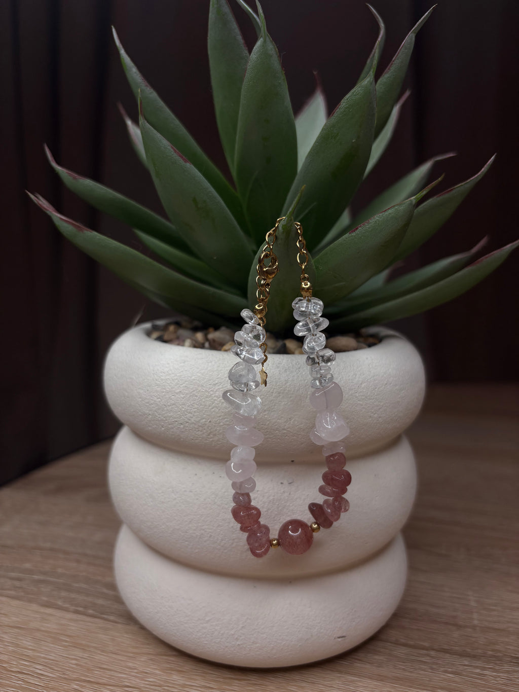 Bracelet Astrée - Cristal De Roche, Quartz Rose, Quartz Hématoide
