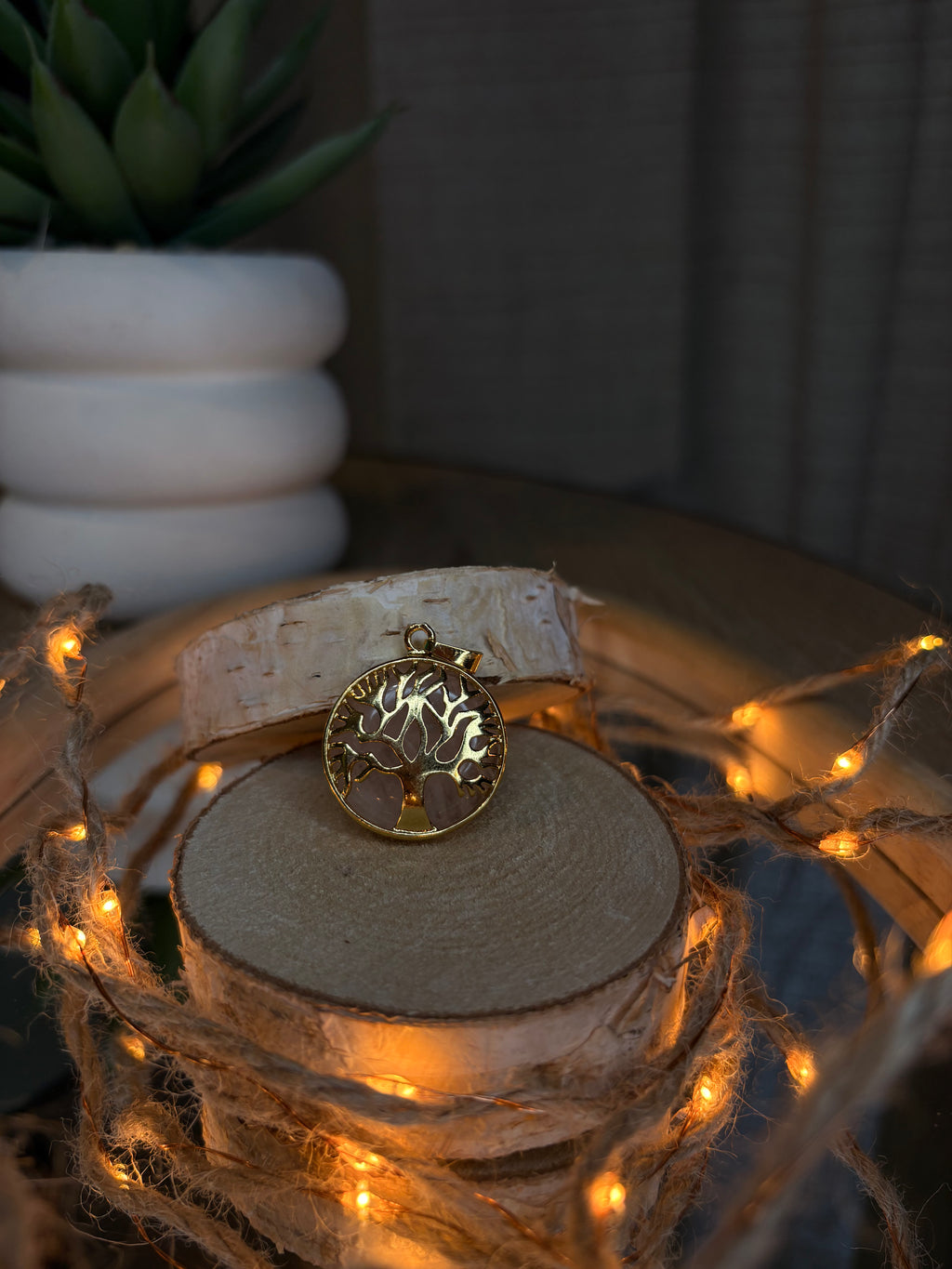 Collier Arbre de Vie - Quartz Rose