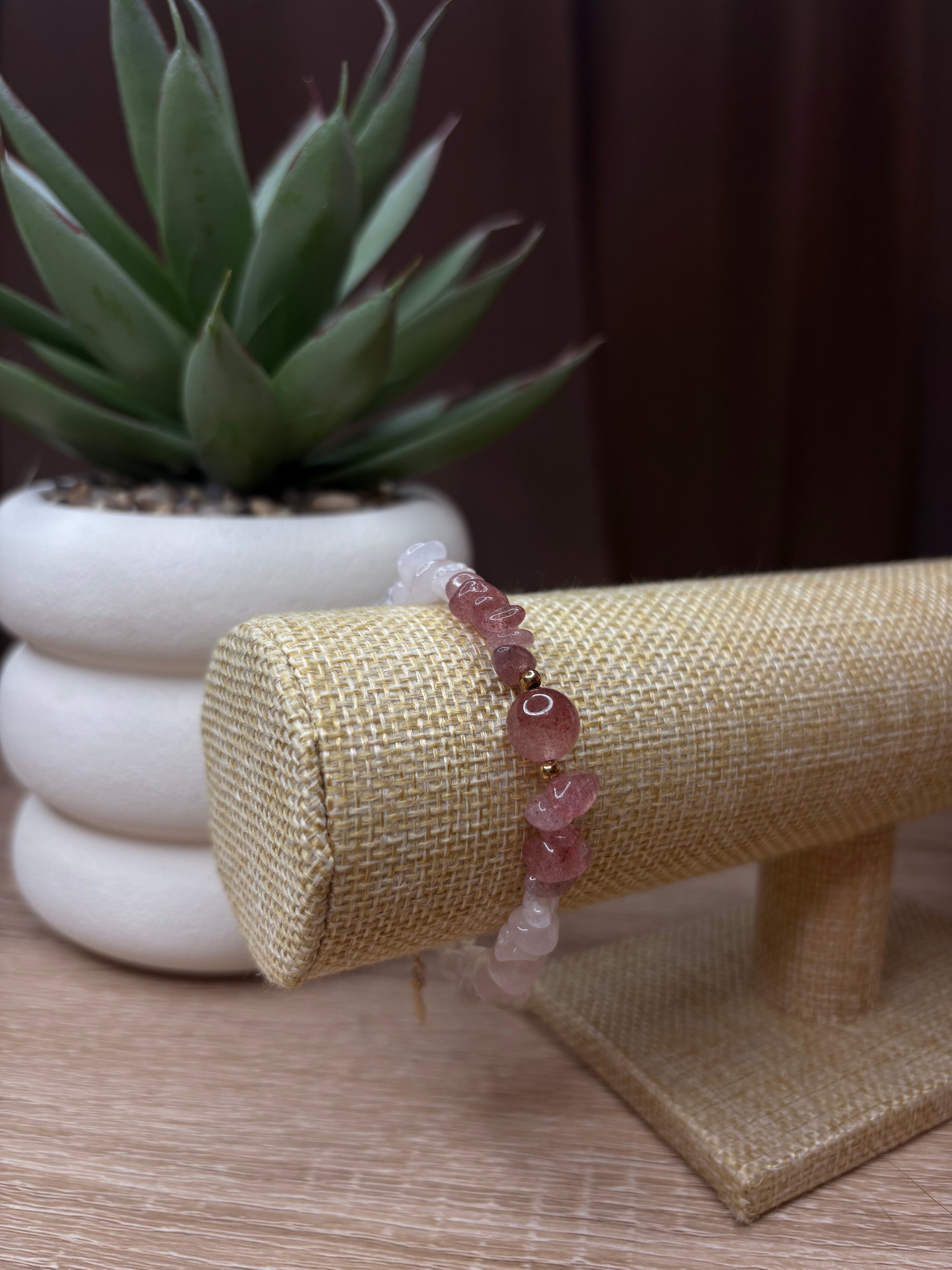 Bracelet Astrée - Cristal De Roche, Quartz Rose, Quartz Hématoide