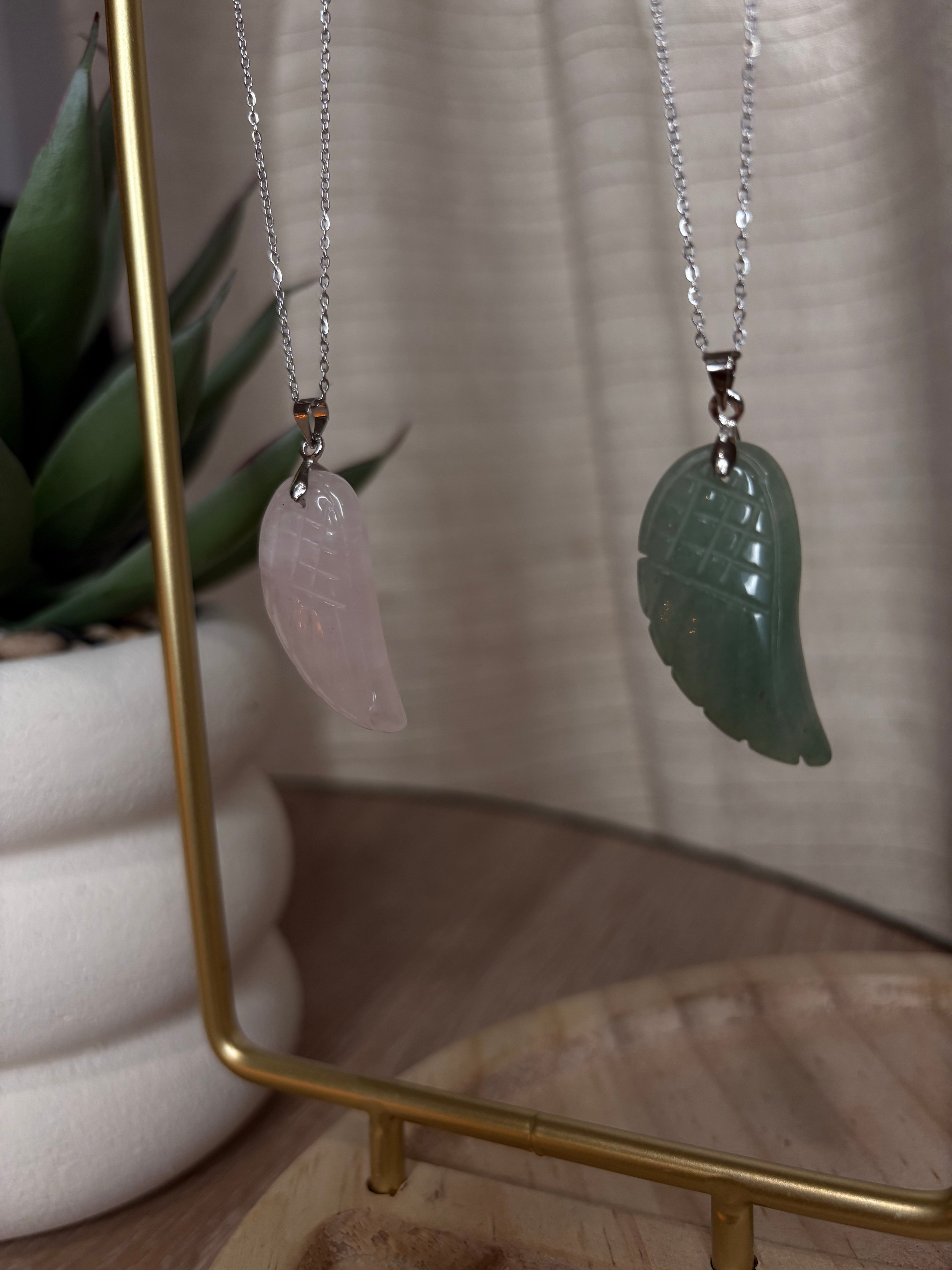 Collier Aile - Quartz Rose