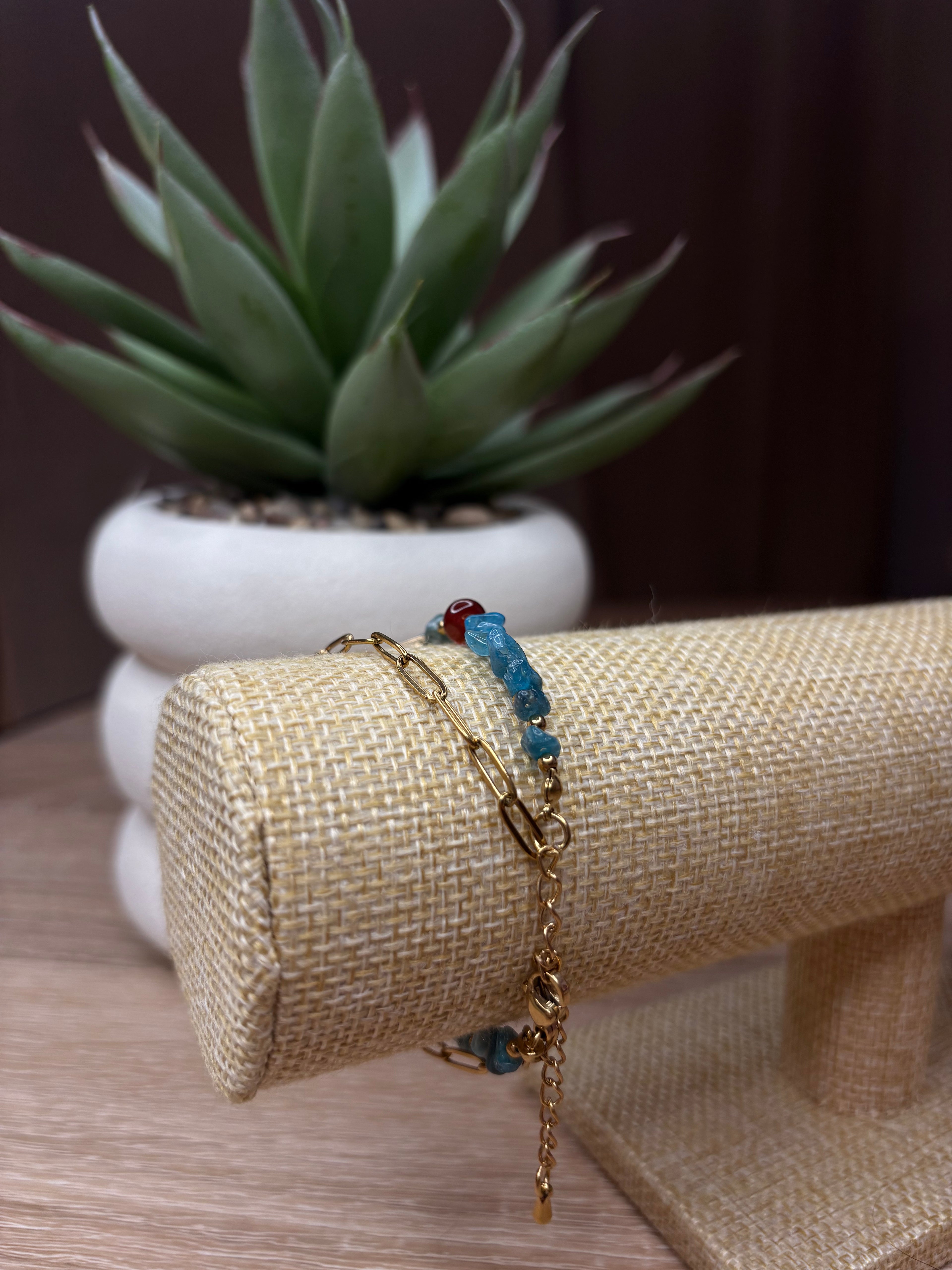 Bracelet Naïa - Cornaline, Apatite bleue