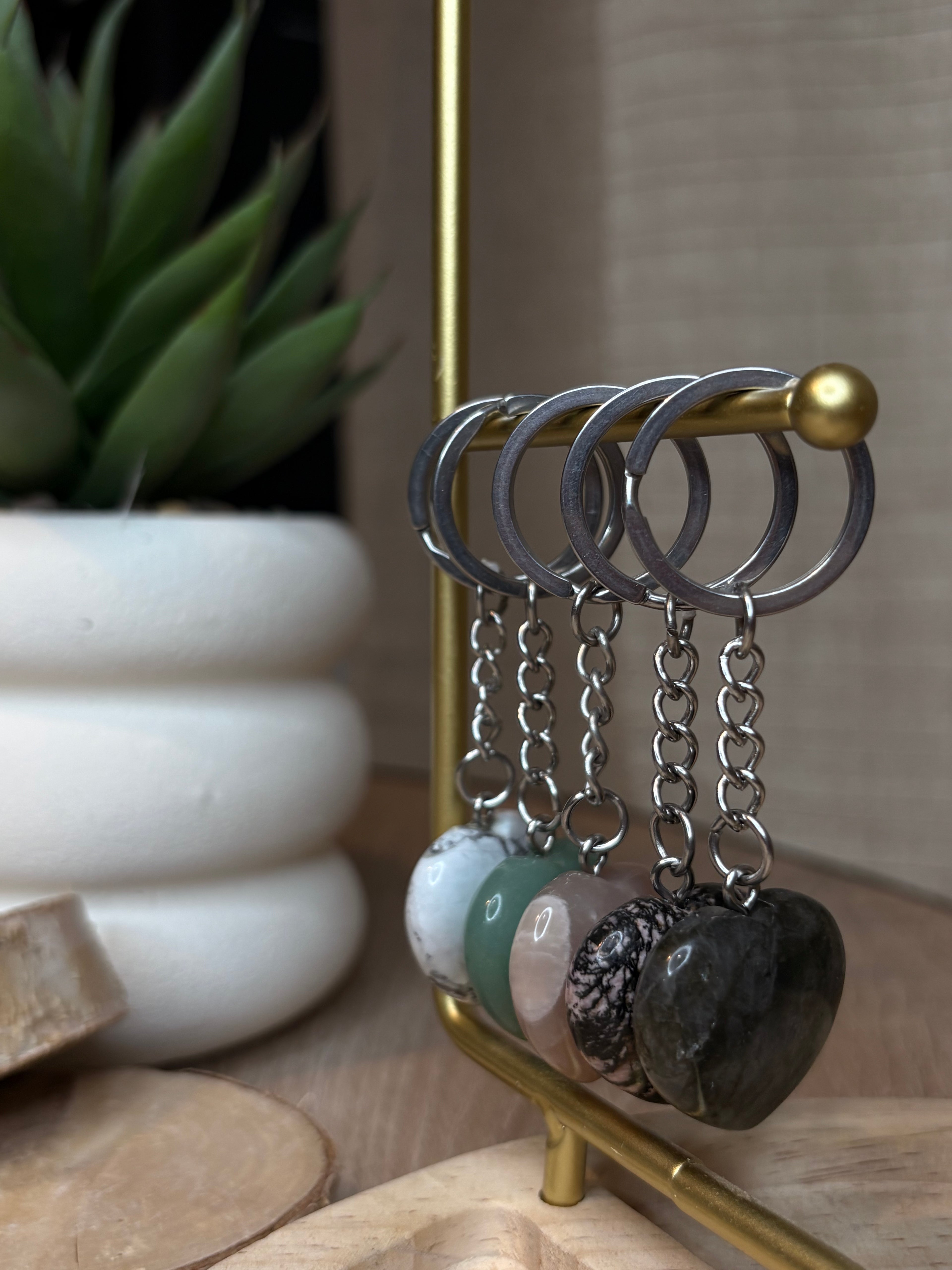 Porte-clés Cœur – Rhodonite