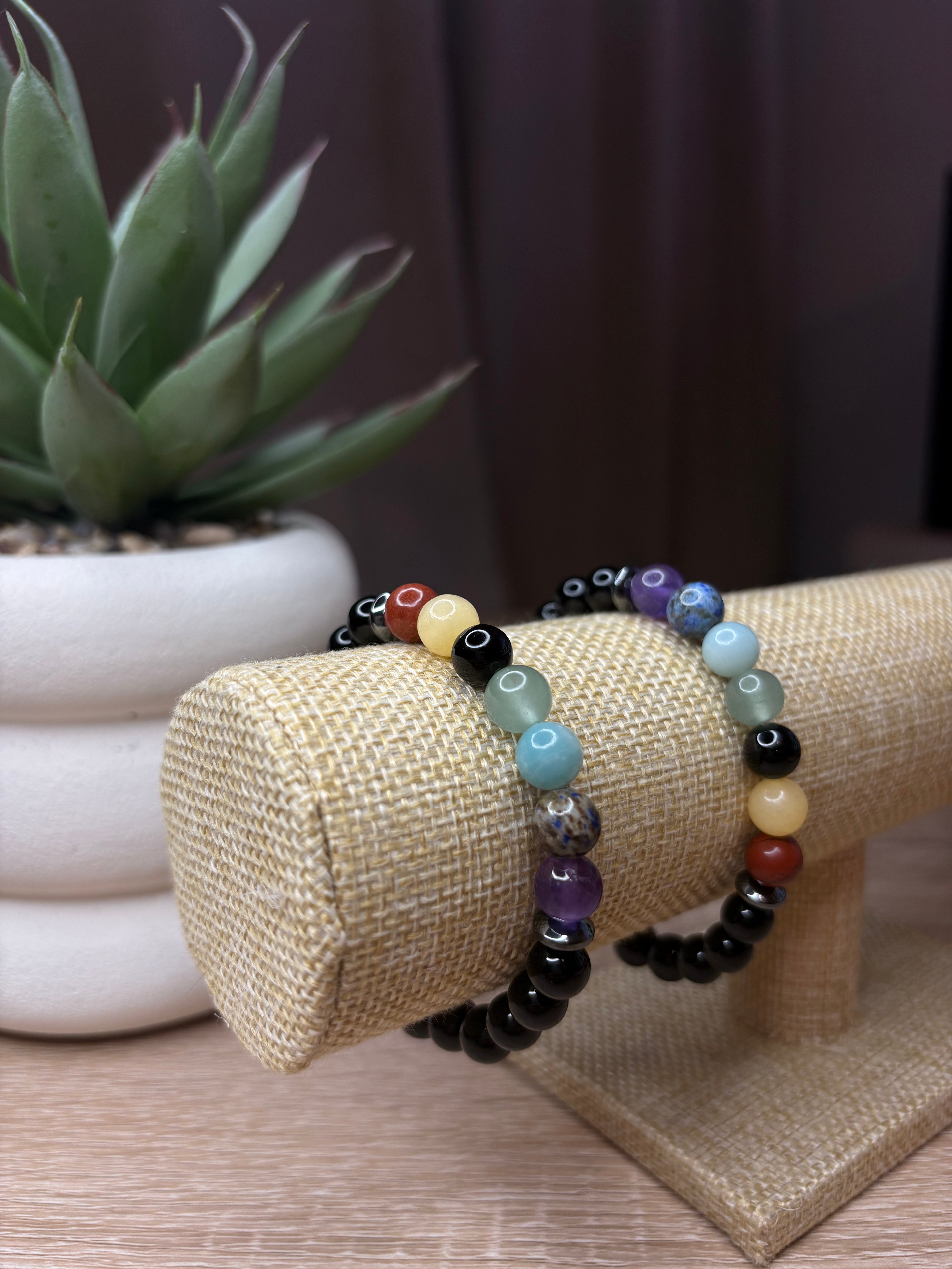 Bracelet Nova - 7 Chakras & Onyx (8mm)