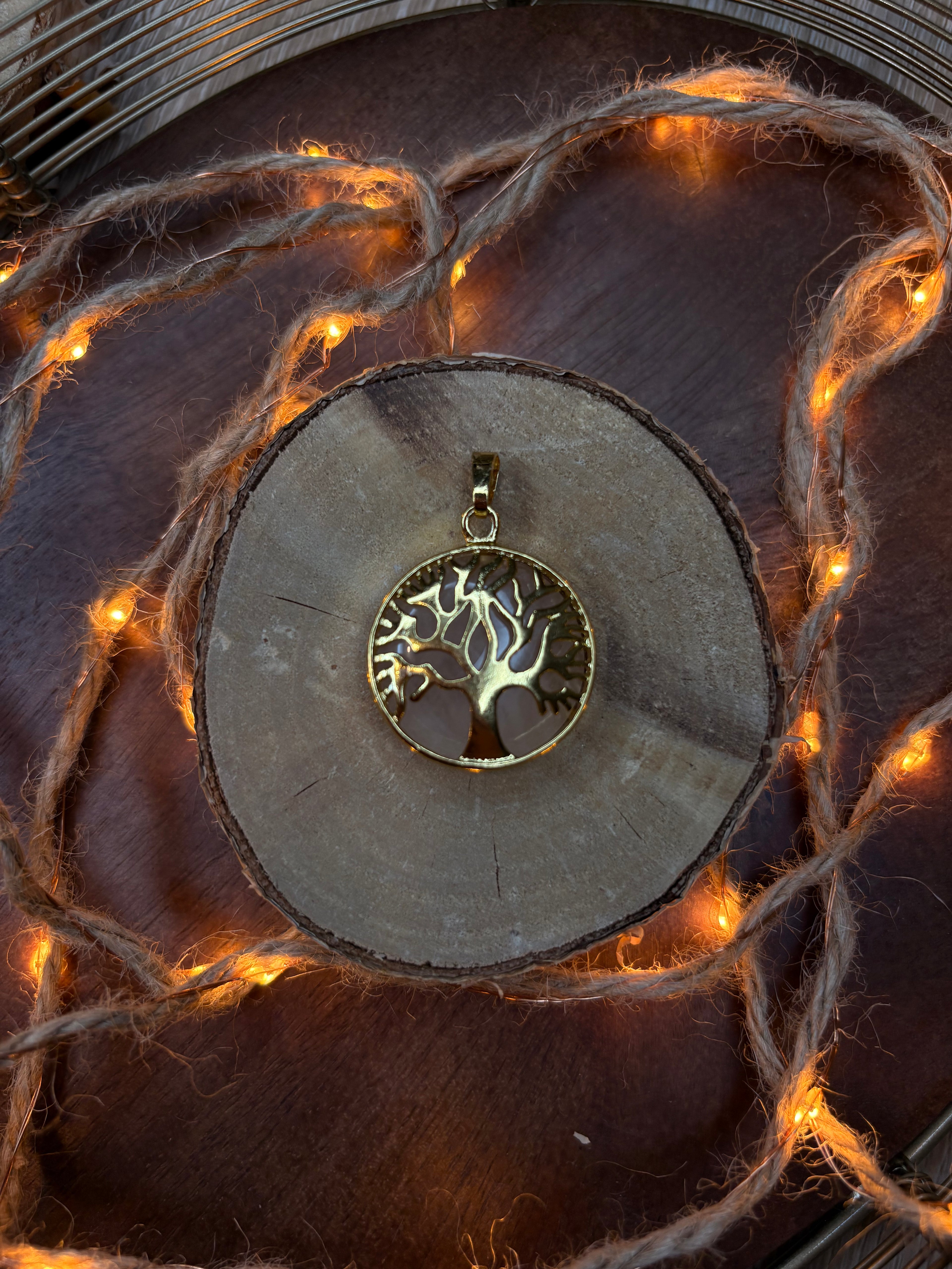 Collier Arbre de Vie - Quartz Rose