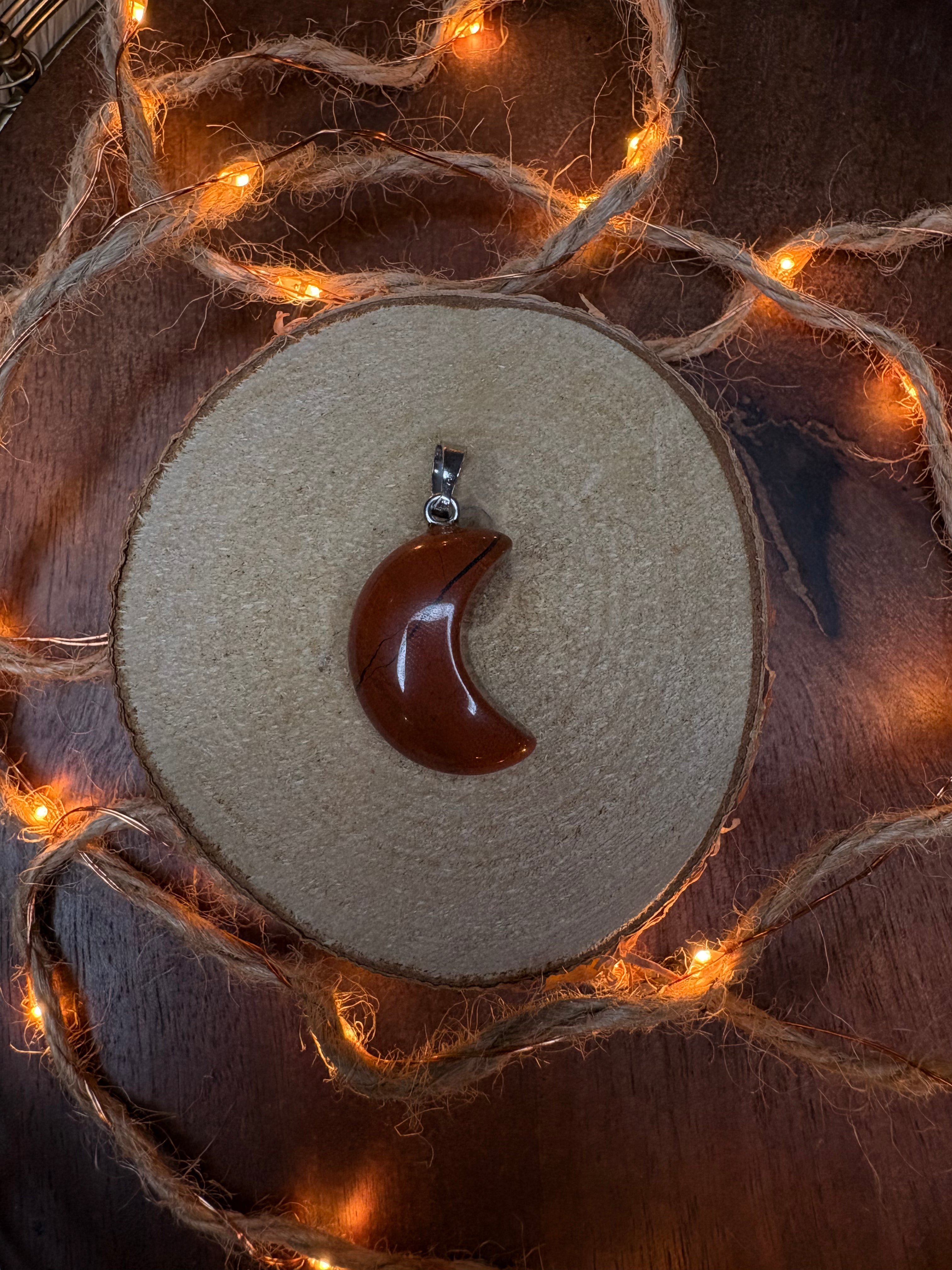 Collier Lune - Jaspe Rouge