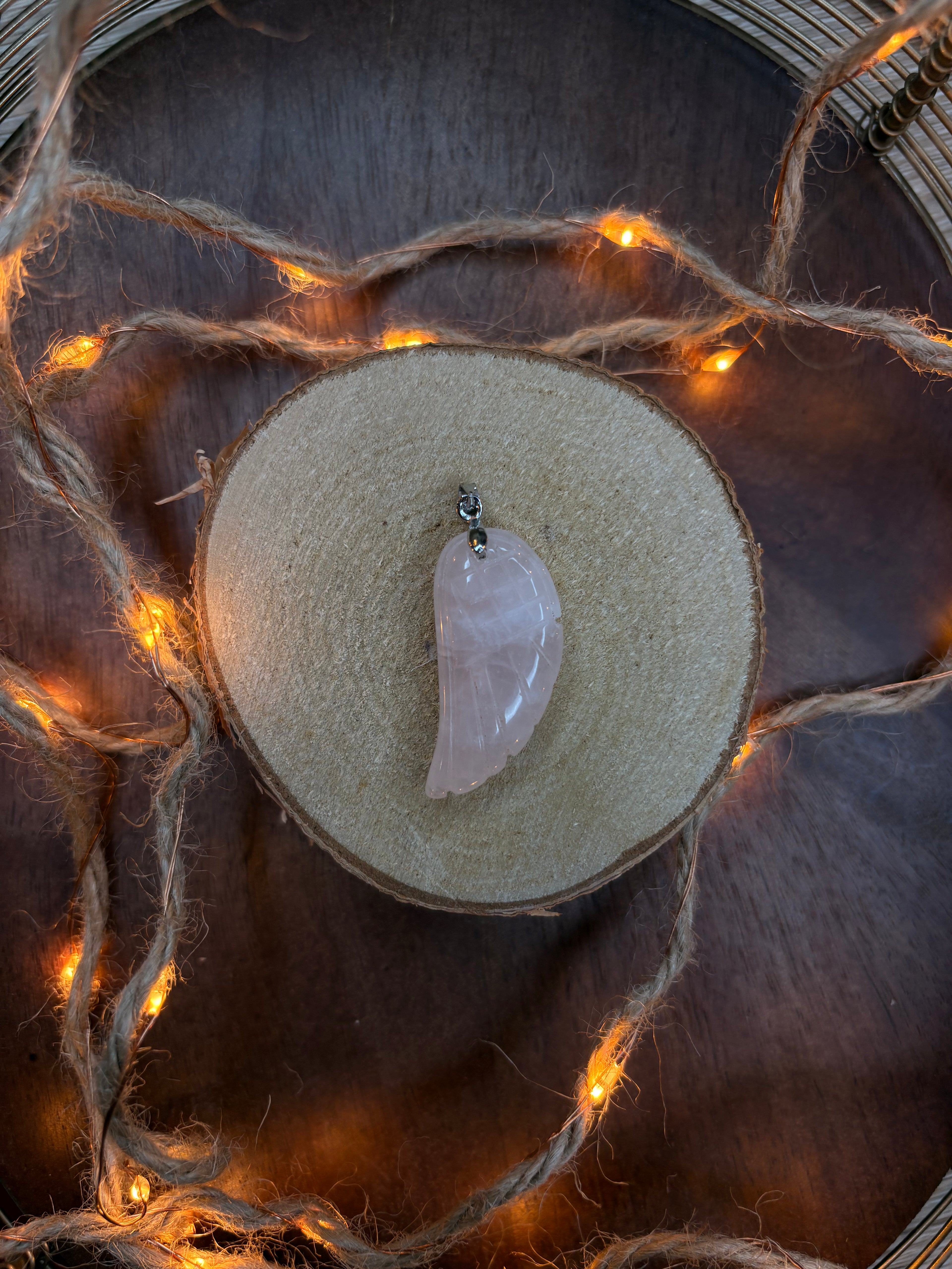 Collier Aile - Quartz Rose