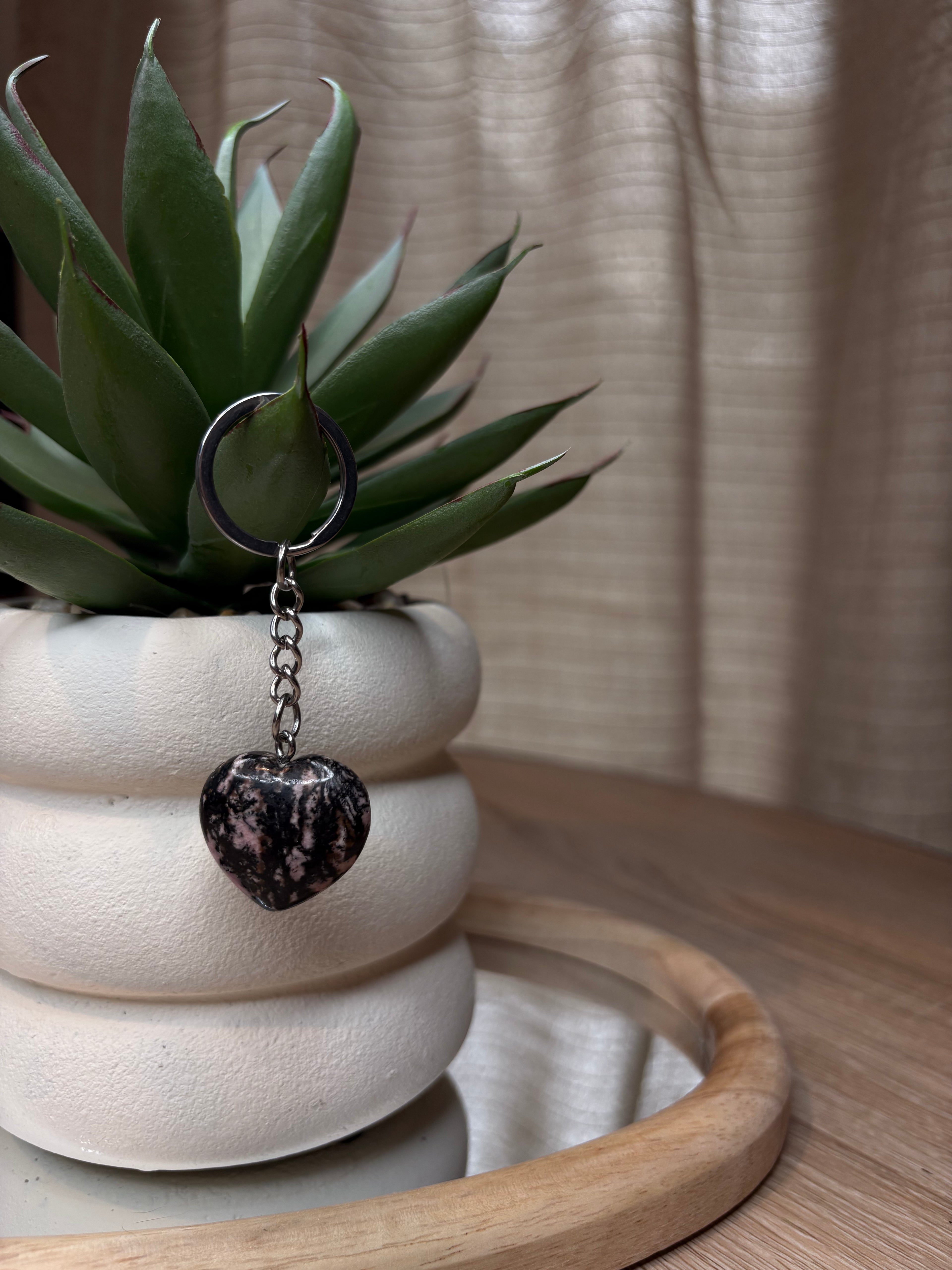 Porte-clés Cœur – Rhodonite