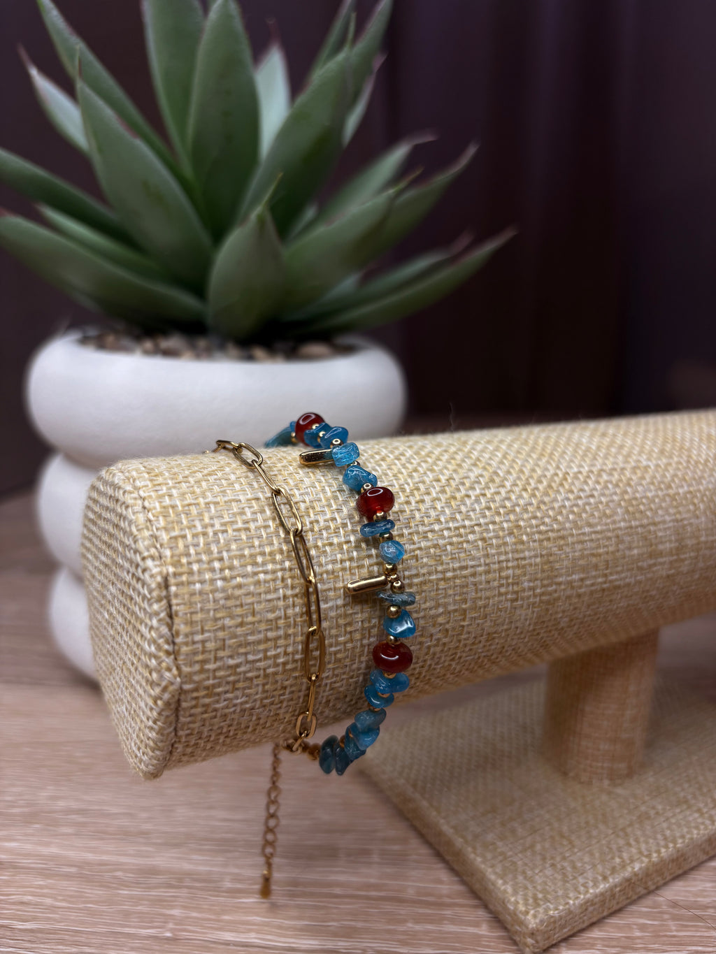 Bracelet Naïa - Cornaline, Apatite bleue