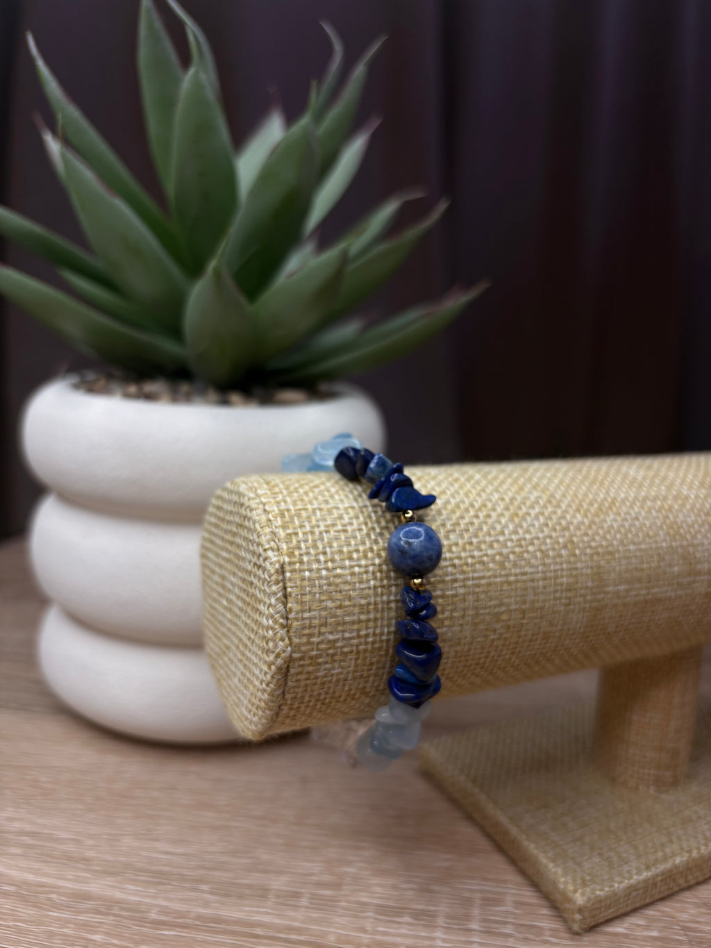Bracelet Astrée - Cristal de Roche, Aigue Marine, Lapis Lazuli, Sodalite