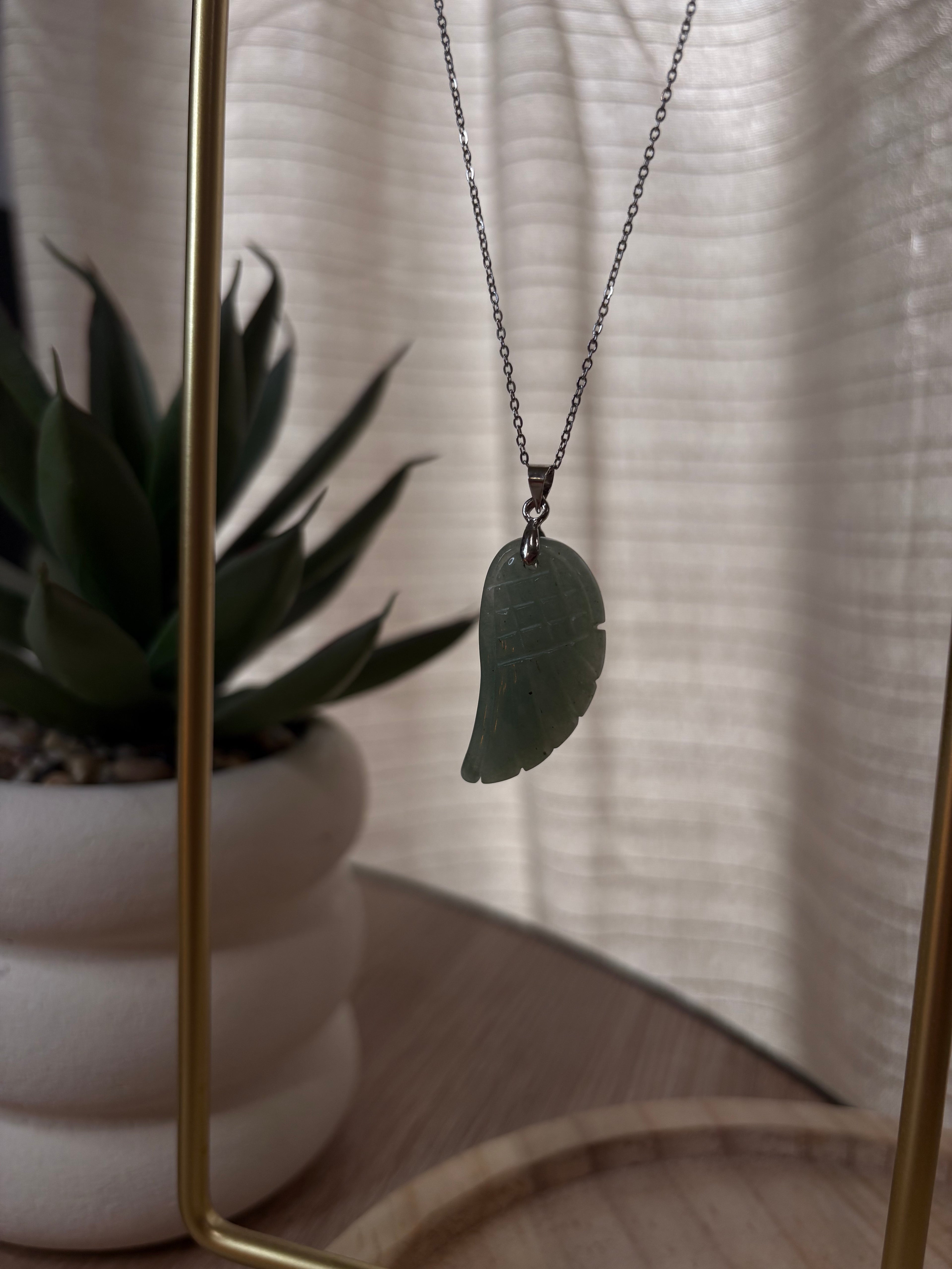 Collier Aile - Aventurine Verte